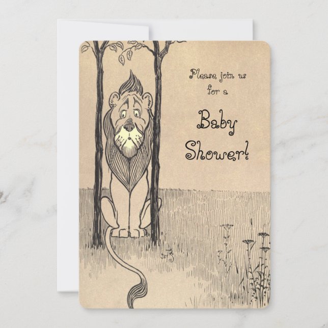 Invitación Asistente de época de Oz, Baby Shower de León coba (Anverso)