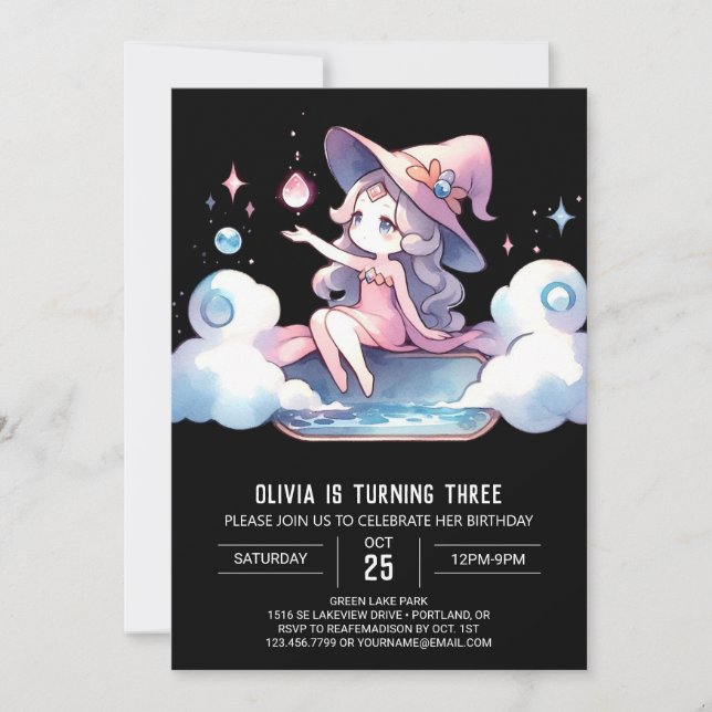 Invitación Asistente Minimalista de Fantasy Cumpleaños (Anverso)