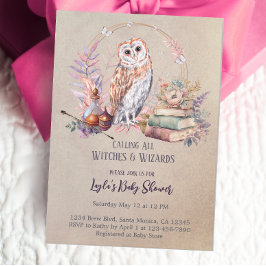 Invitación Asistente para Chica de búho mágico Baby Shower