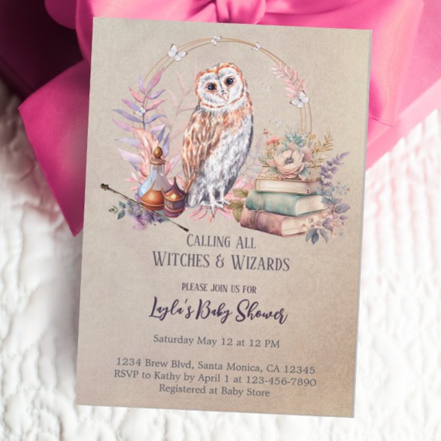 Invitación Asistente para Chica de búho mágico Baby Shower (Subido por el creador)