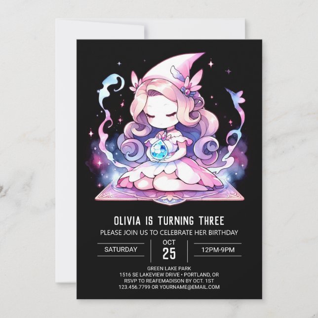 Invitación Asistente para Chicas caprichosos Cumpleaños (Anverso)
