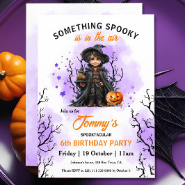 Invitación Asistente para cortar Naranja púrpura Halloween Cu