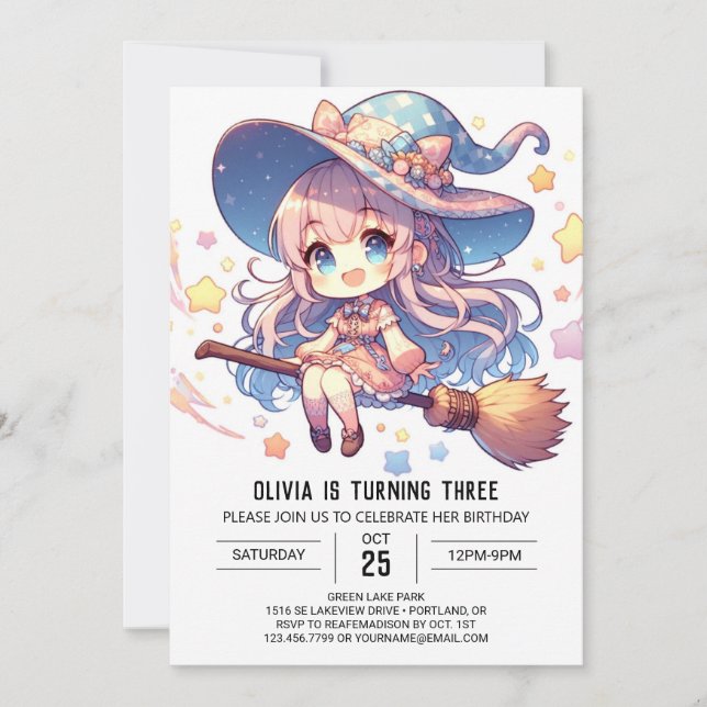 Invitación Asistente para curar encantado Cumpleaños (Anverso)