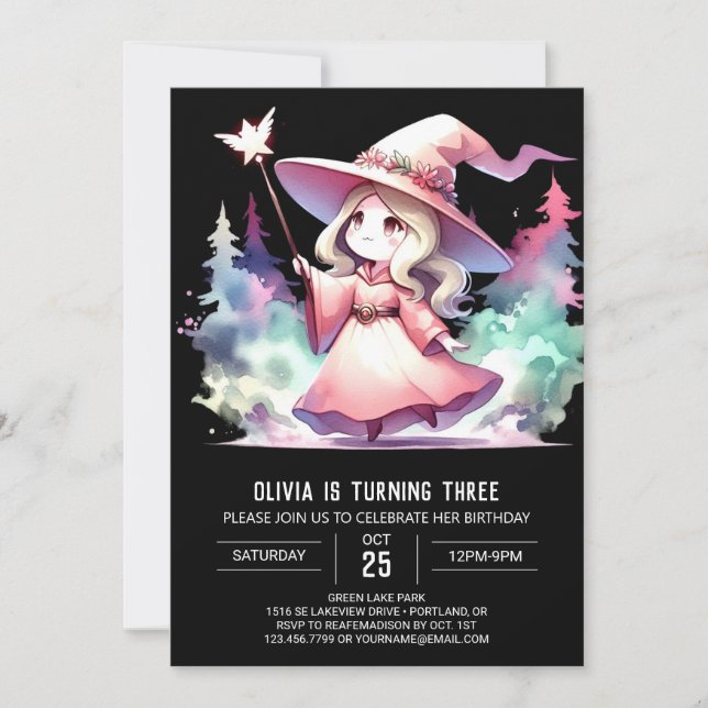 Invitación Asistente para Cute Watercolor Cumpleaños (Anverso)