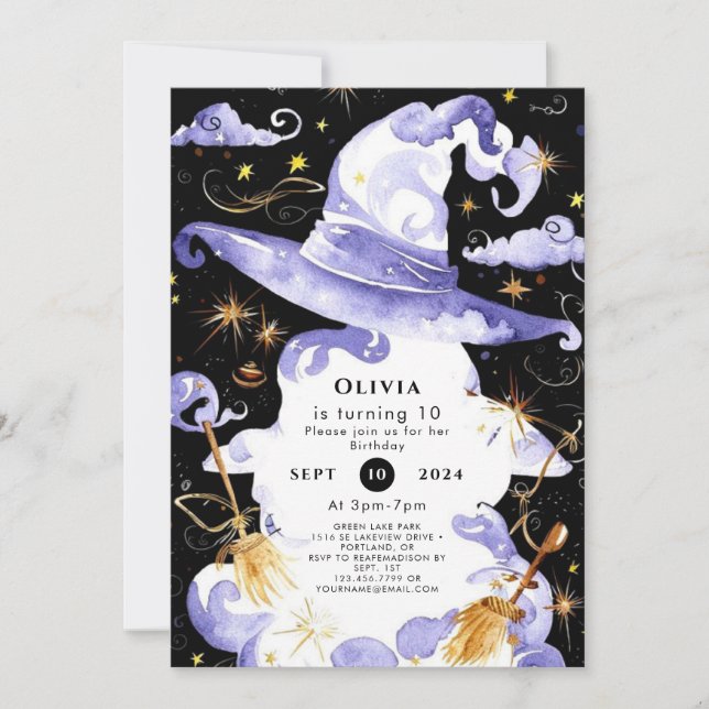 Invitación Asistente para divertirse en Pastel Magic Birday (Anverso)