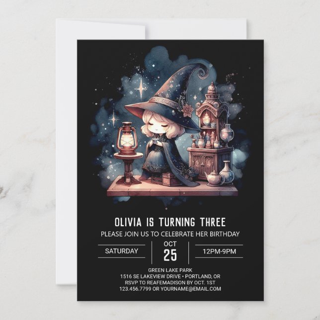 Invitación Asistente para encantos digitales Cumpleaños (Anverso)