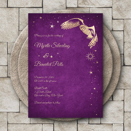 Invitación Asistente para estrellas de búho Boda mágico morad