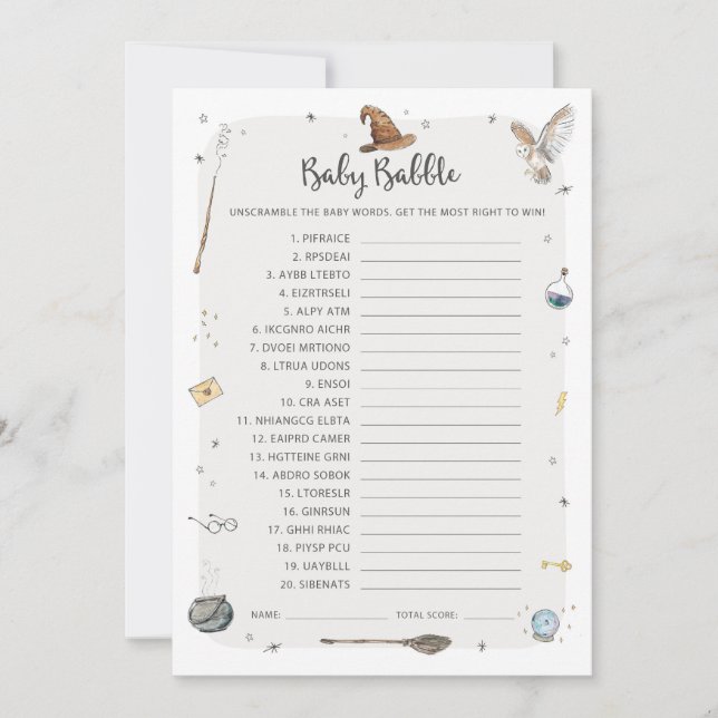Invitación Asistente para juego de palabras escramble para be (Anverso)