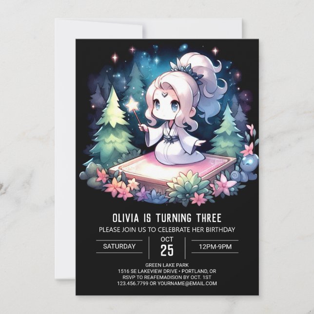 Invitación Asistente para la chica de la Fantasía Cumpleaños (Anverso)