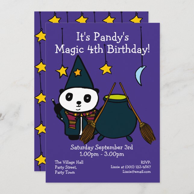 Invitación Asistente para magia Cute Fiesta de cumpleaños Pan (Anverso / Reverso)