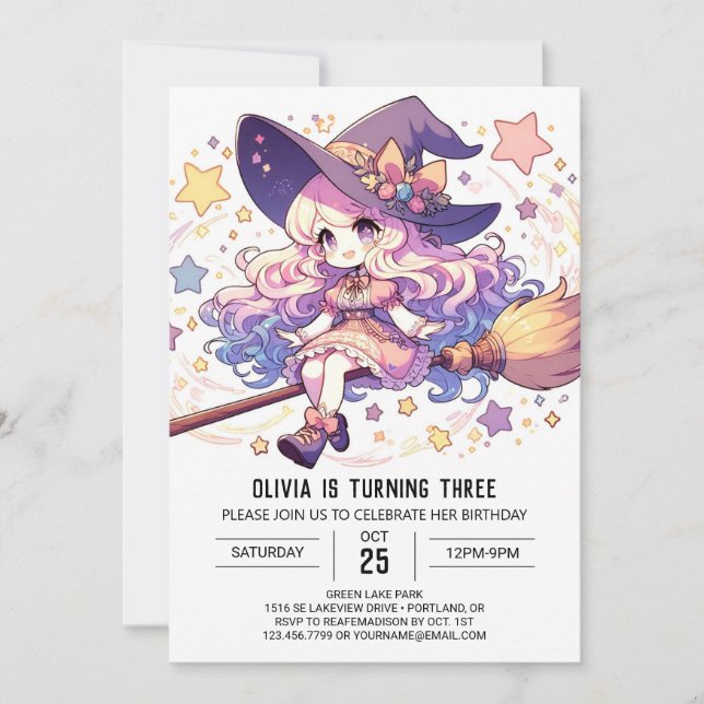 Invitación Asistente para pastel Whimsy Cumpleaños (Anverso)
