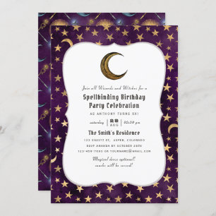 Invitación Asistente para pintar morado y oro con tema Cumple