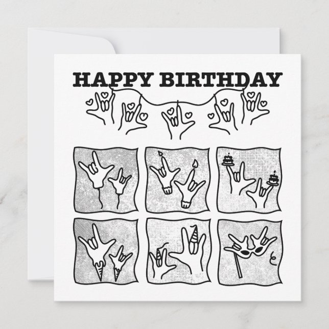 Invitación ASL Obsesión ILY - ¡Feliz Cumpleaños!  (Anverso)