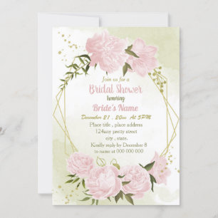 Invitación asombrosas flores rosadas ducha geométrica de novi