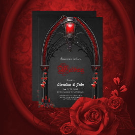 Invitación Asombrosas rojas y diseño de puertas