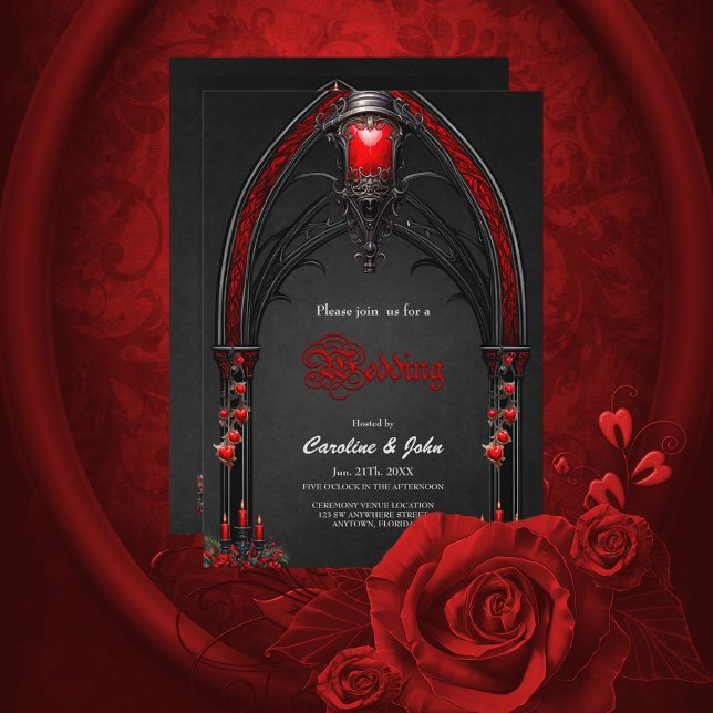Invitación Asombrosas rojas y diseño de puertas (Red roses)