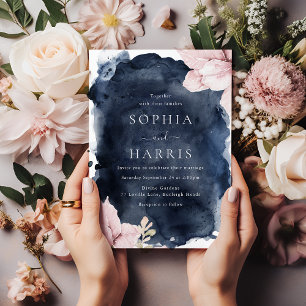Invitación Asombroso Boda de la Marina Floral de Rubor
