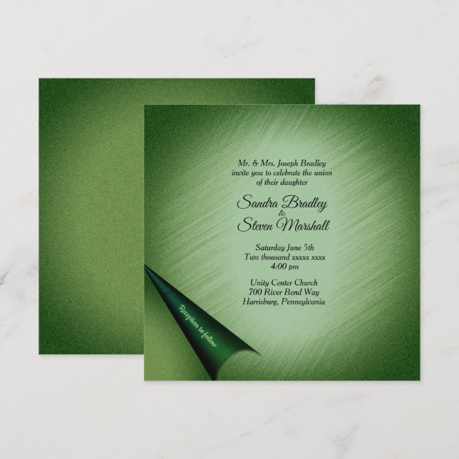 Invitación Asombroso giro verde de la página (Anverso / Reverso)