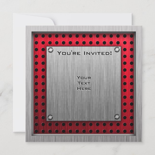 Invitación Aspecto de aluminio cepillado Golfer (Anverso)