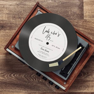 Invitación Aspecto de disco de vinilo retro cumple 45, 45 año