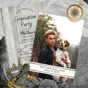 Invitación Aspecto de madera moderno   Fiesta de graduación c