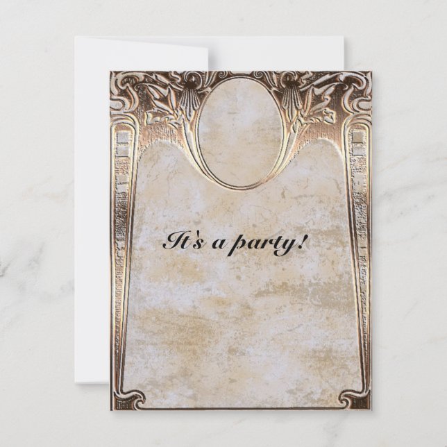 Invitación Aspecto de oro repujado Steamunk Boda (Anverso)