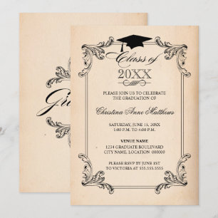 Invitación Aspecto de papel antiguo y graduación de adorno