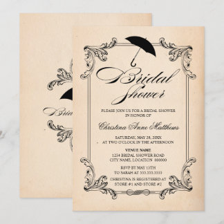 Invitación Aspecto de papel vintage y ducha de novia ornament