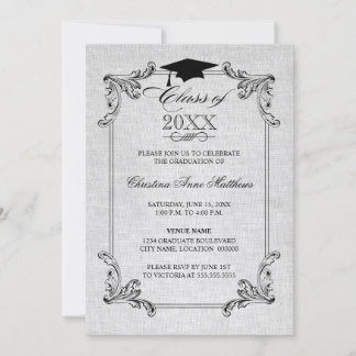 Invitación Aspecto vintage de la línea y graduación de orname