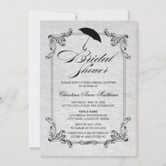 Invitación Aspecto vintage de la ropa de cama y ducha de novi