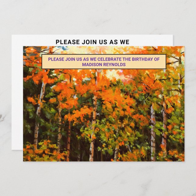 Invitación Aspen Glow Birthday Orange, Yellow, Green & Blue (Anverso / Reverso)