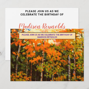 Invitación Aspen Glow Cumpleaños Naranja, Amarillo, Verde & A