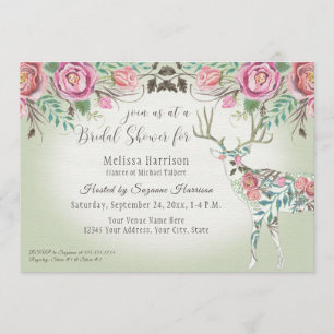 Invitación Asta floral color de rosa salvaje elegante de los
