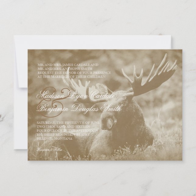 Invitación Astas de la fauna del gran juego de los alces que (Anverso)