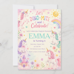Invitación astel Unicorn Birthday Invitation Template