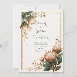 Invitación Astrantia Marfil Hojas de Oro Boda