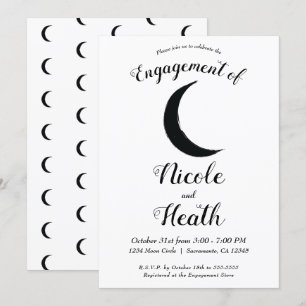 Invitación Astrología de la Luna Creciente Negro Zodiaco Comp
