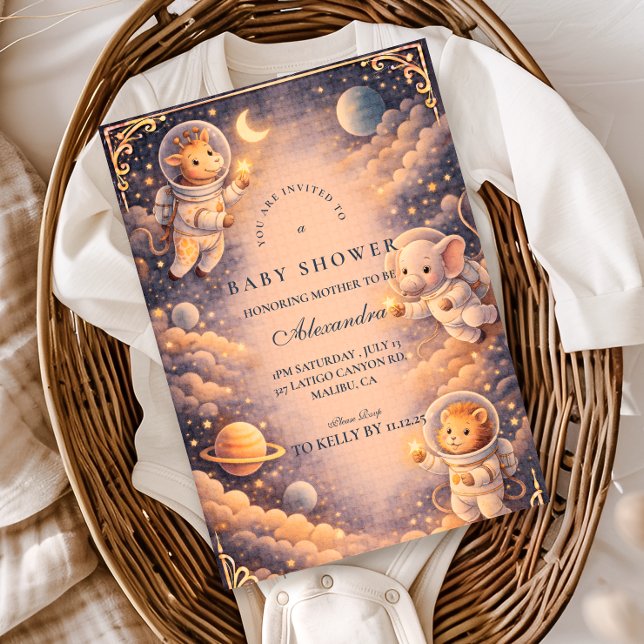 Invitación Astronaut Animals Space Baby Shower (Subido por el creador)
