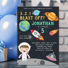 Invitación Astronaut Space Birthday Boy Party - Blast Off