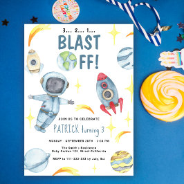 Invitación Astronaut Space Blast Off Birthday party