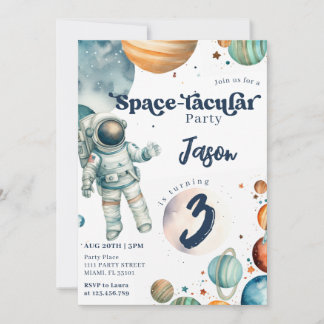 Invitación Astronauta astronauta azul cumpleaños de Space Boy