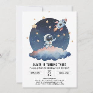 Invitación Astronauta astronauta de estrella azul cumpleaños