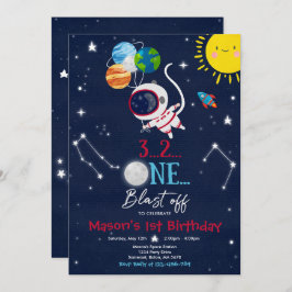 Invitación Astronauta astronauta de fiesta de cumpleaños en e