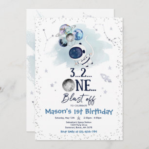 Invitación Astronauta astronauta de fiesta de cumpleaños en e