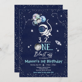Invitación Astronauta astronauta de fiesta de cumpleaños en e