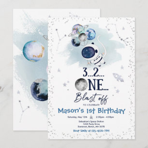 Invitación Astronauta astronauta de la fiesta de cumpleaños d