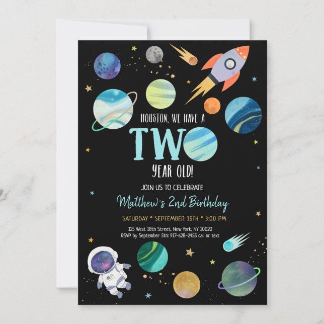 Invitación Astronauta azul en el espacio ultraterrestre Segun (Anverso)