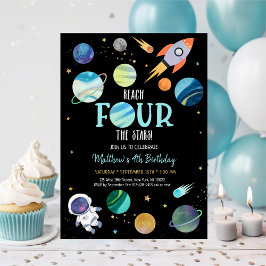 Invitación Astronauta Azul Espacio Ultraterrestre Cuarto Cump