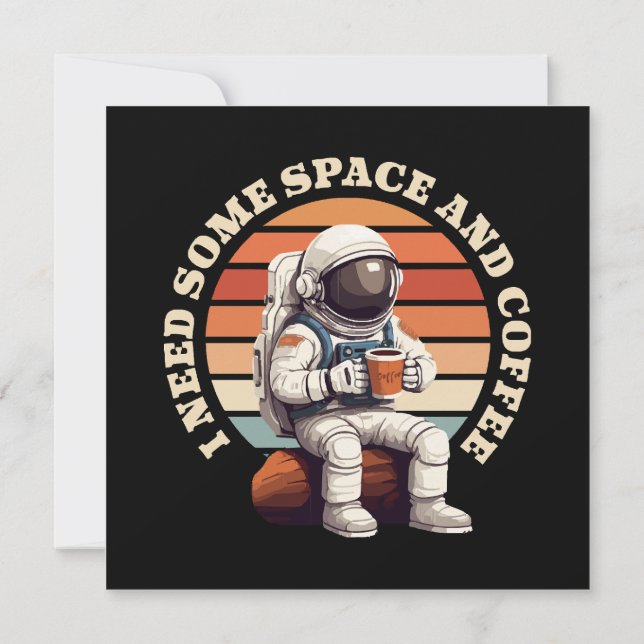 Invitación Astronauta bebiendo café (Reverso)