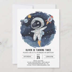 Invitación Astronauta cósmico lindo en línea Cumpleaños